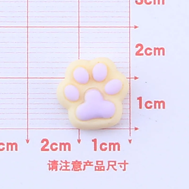 20Pcs Cute Mini Cat Paw Flatback Resin Cabochon Kawaii Flat Resins of Characters DIY Scrapbook Hair Accessories Phone Decoration