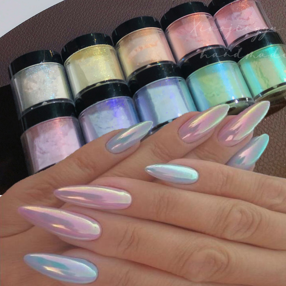 Best of 5g / box Aurora Nail Powder Pearl Nail Glitter Neon Dust Effect Chrome Nail Art Mermaid Rainbow AB Color Dipping Powder Decoration Reviews & Tips