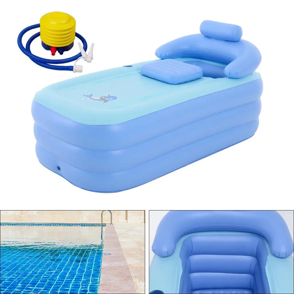 Inflatable Bathtub Home Bath Tub 63`` W/ Cup Holder Shower Pool