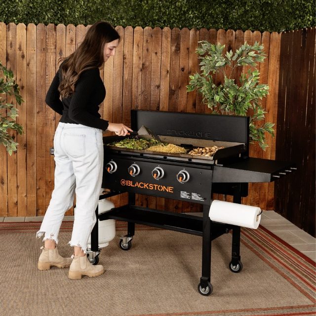 4-Burner Flat Top Gas Grill 52000-BTU Propane Fueled Professional Outdoor  Griddle 36inch Backyard Cooking with Side Table, Black - AliExpress