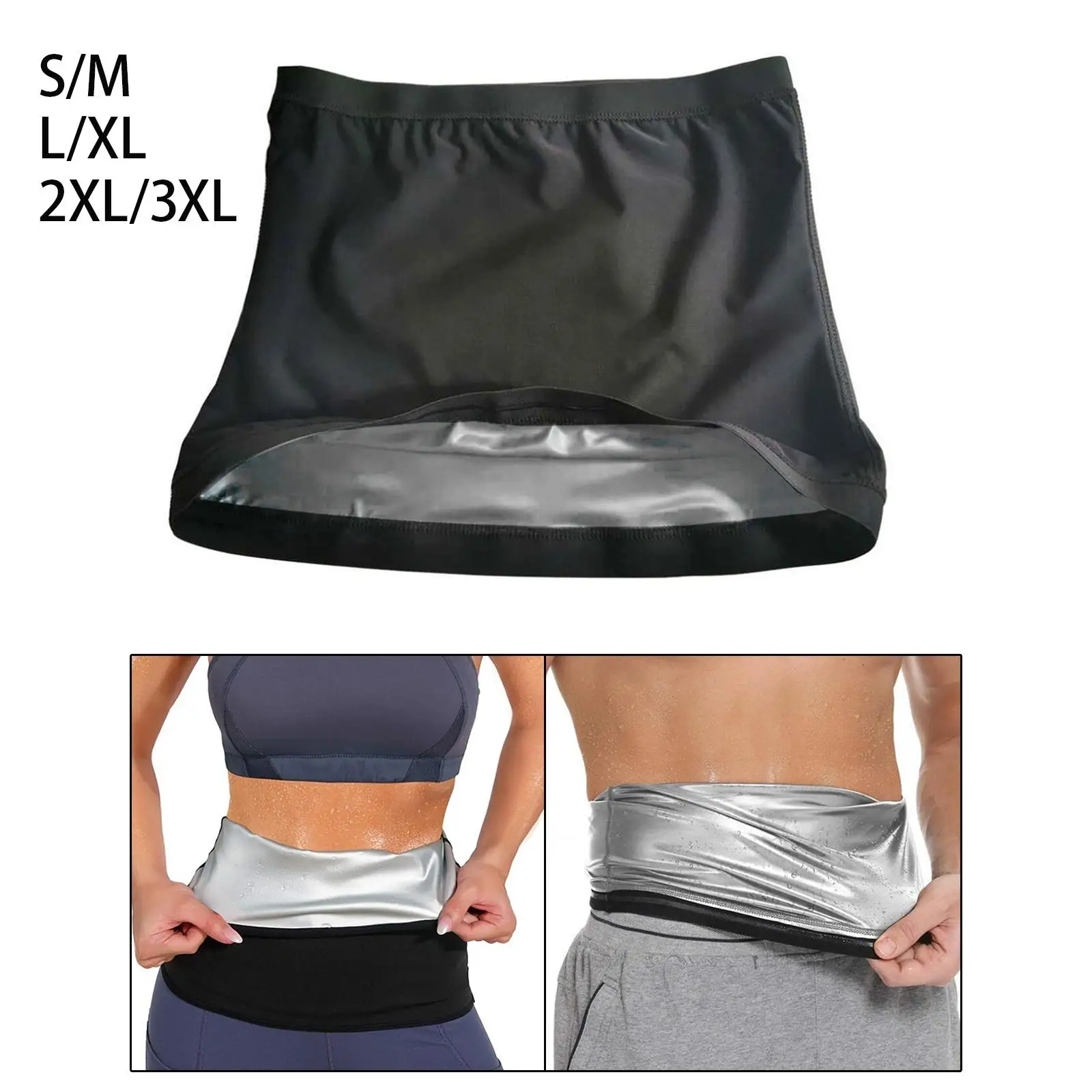 Sweat Waist Trimmer Women Men Body Shaper Abdominal Trainer Wrap Waist Sauna Vest for Workout Indoor Outdoor Yoga Weight Lifting
