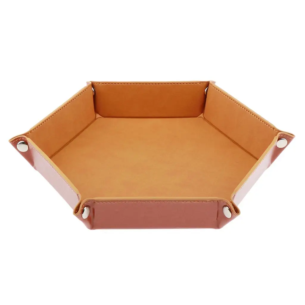  Tray, Folding Hexagon PU Leather  Holder for RPG  Gaming D&D Game