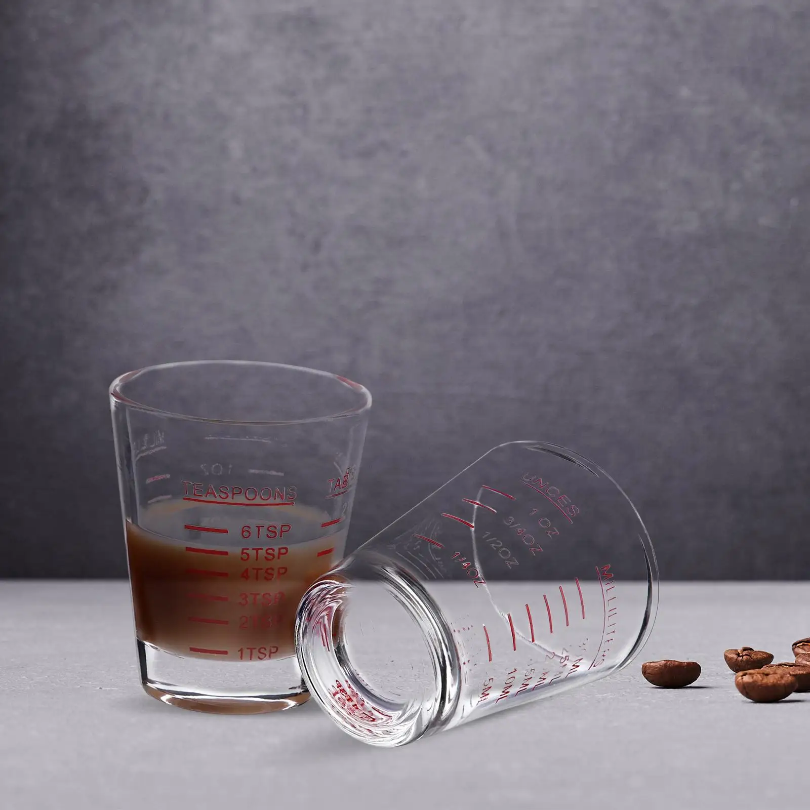 2 Pieces Shot Glasses Measuring Cup Liquid Measuring Cup Espresso Glass Cup Coffee Measuring Cup Glass Measuring Cup for Kitchen
