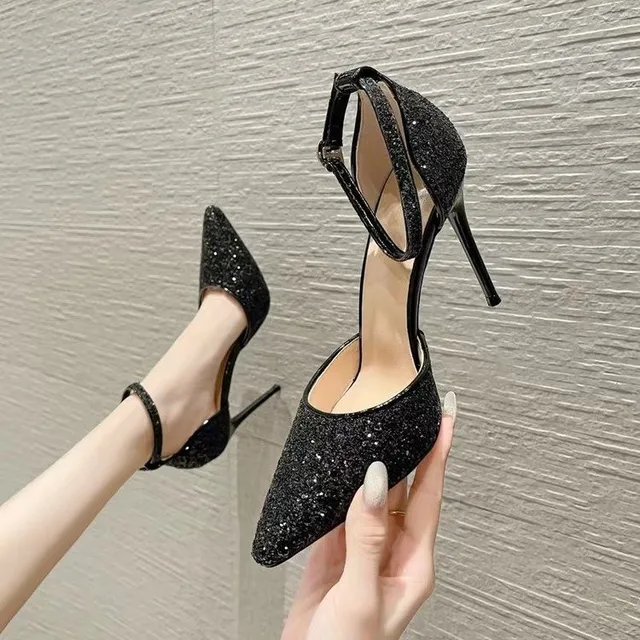 5cm New Fashion Crystal Flower Pumps Sexy Block Heels Banquet Wedding Women  Gold Shoes 41 42 43