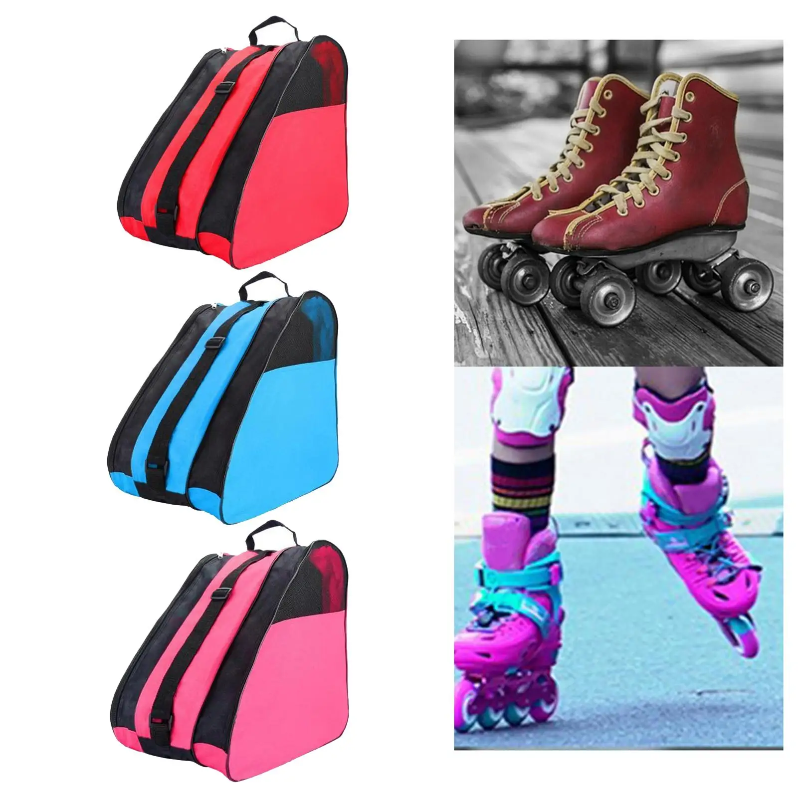 3x  Breathable Roller Skates  Bag  Inline Skates Sports Skating Carry Storage Bags w/Adjustable Shoulder Strap