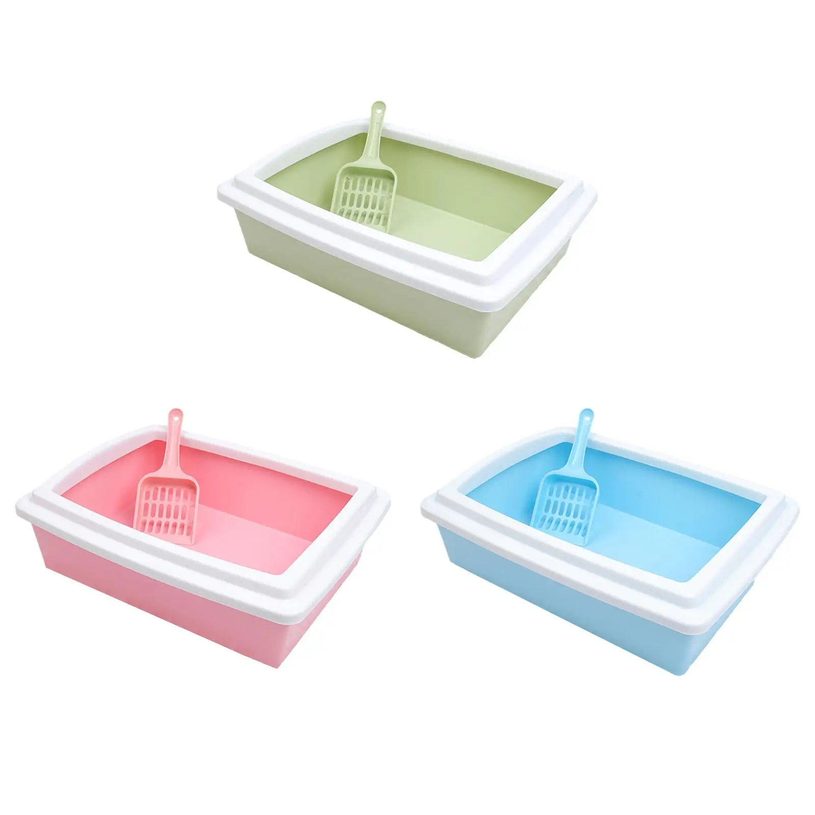 Cat Litter Tray Portable Splashproof Easy Clean Cat Litter Container Kitty Litter Pan Open Top Pet Litter Tray with High Side