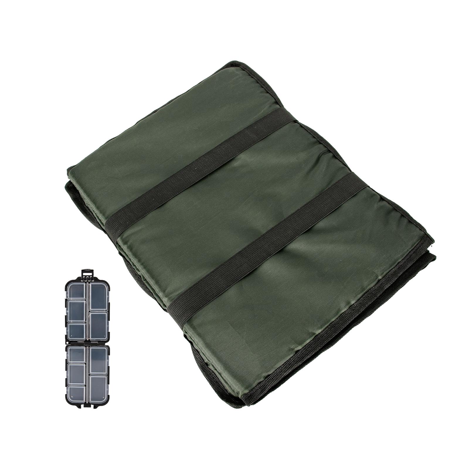 Carp Fishing Unhooking Mat with Small Lure Box Accessory Rolls up for Convenient Storage