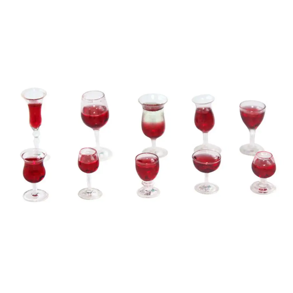 1:12 Dollhouse Accs 10pcs Miniature Goblet Glasses Champagne Cups Model