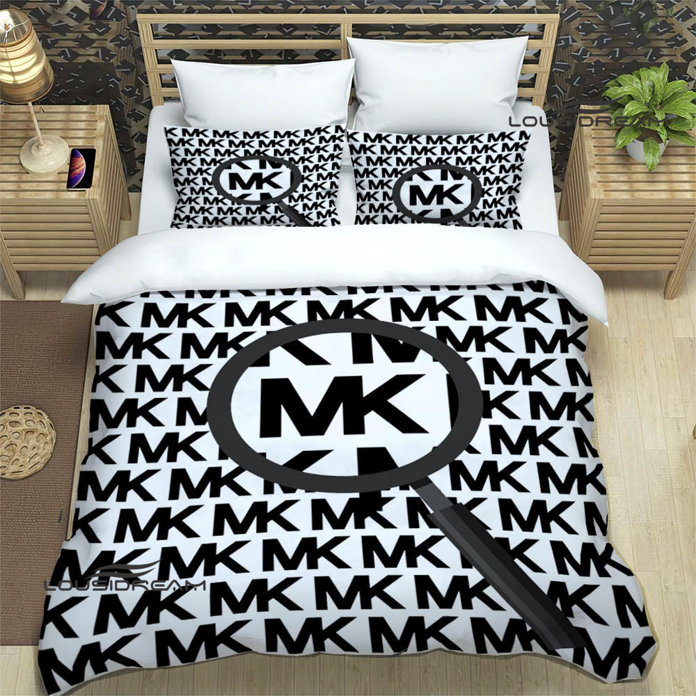 M-Michael-Kors logo printed Bedding Sets exquisite supplies set duvet cover bed comforter set bedding set luxury birthday gift