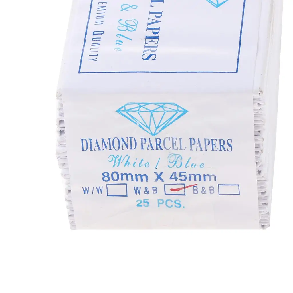 25Pcs Diamond Gemstone White and/Wrapping Paper Parcel 80x45mm