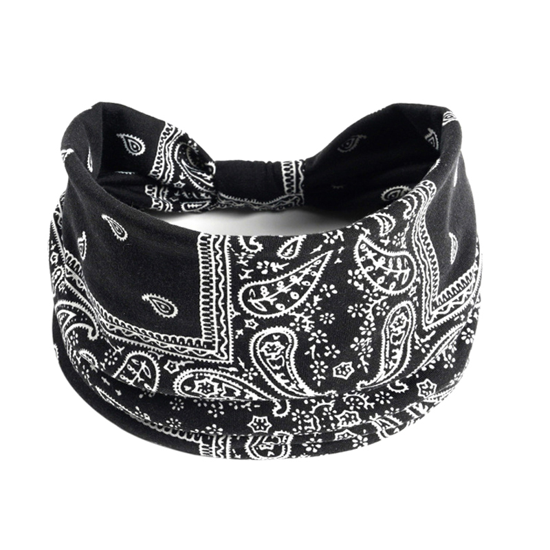 Boho Knoten Turbane Yoga elastische Kopf wickel Frauen Stirnband breite Haar bänder Kopf bedeckung gedruckt Bandanas Mode Haarband Zubehör – Detail 11