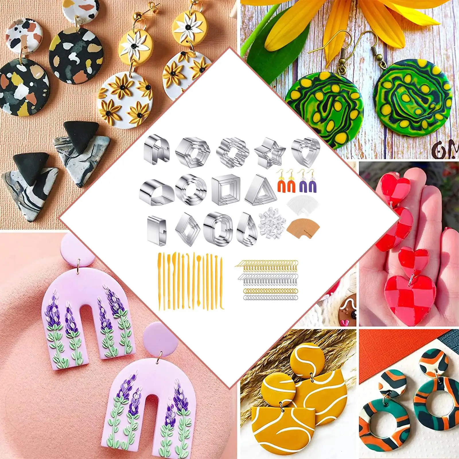 Polymer Clay , Clay Earring  with Earring Cards and Hooks, Clay  for Polymer Clay Jewelry Making