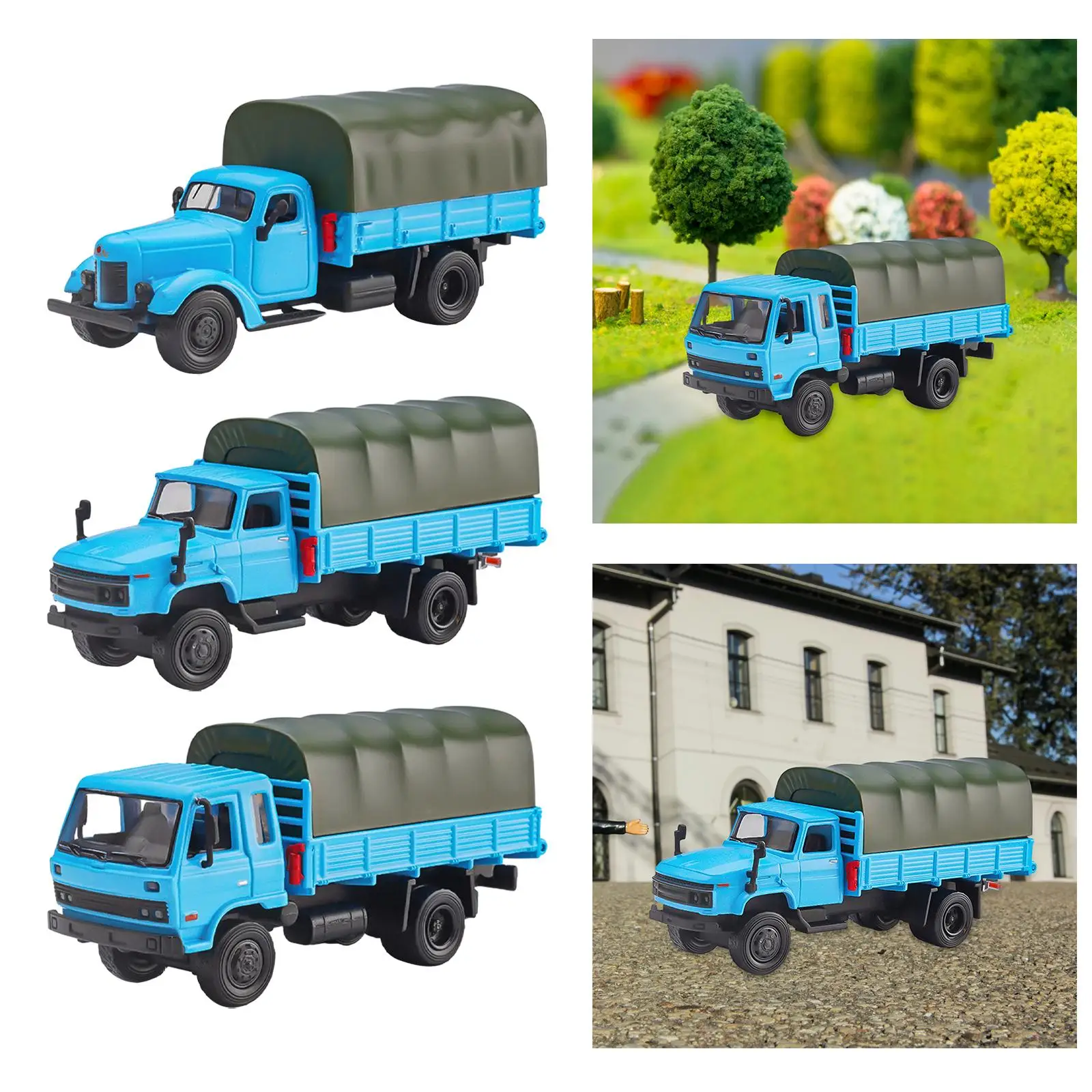 1:64 Transport Truck Dioramas Hand Painted Layout Movie Props Collections Alloy Truck Miniature Carrier Vehicle Decoration