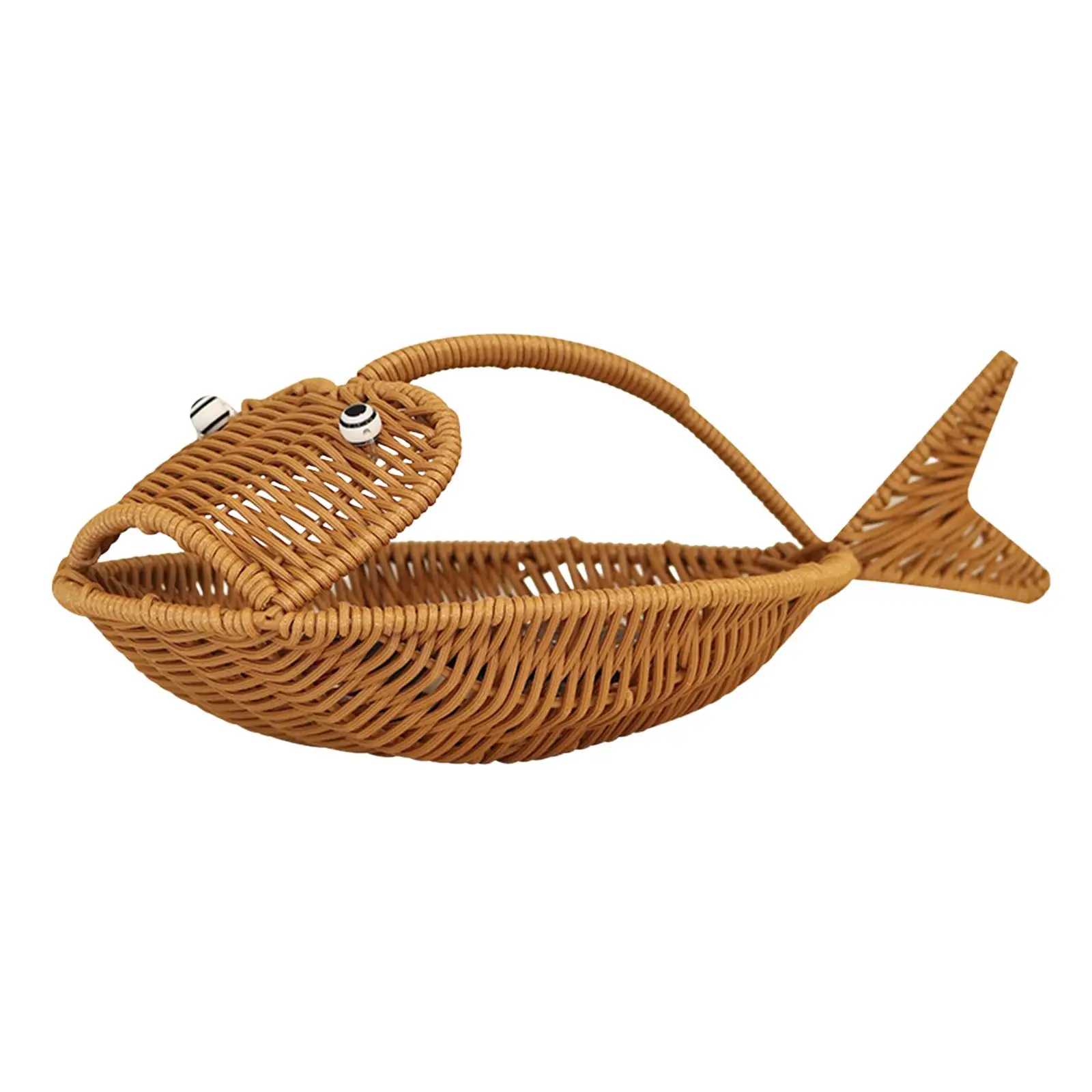 Wicker Vegetable Storage Storage Basket Cute Fish Shape Bread Baking Tray Rattan Bread Baskets for Camping Dining Room Picnic