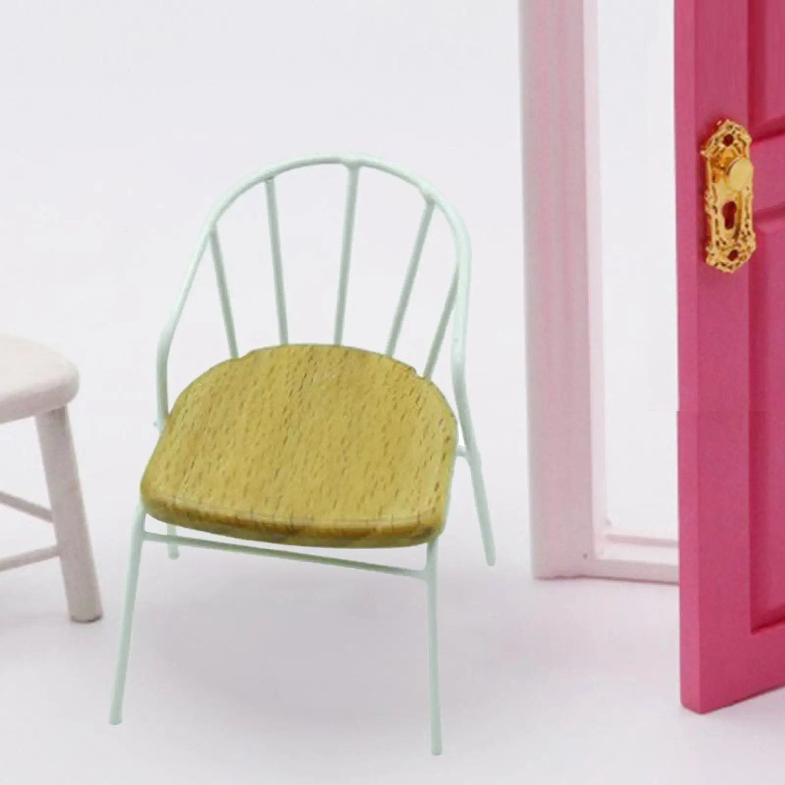 Miniature Back Side Chair DIY Craft Dollhouse Rocking Chair for Photo Props Fairy Garden Micro Landscape Dollhouse Diorama