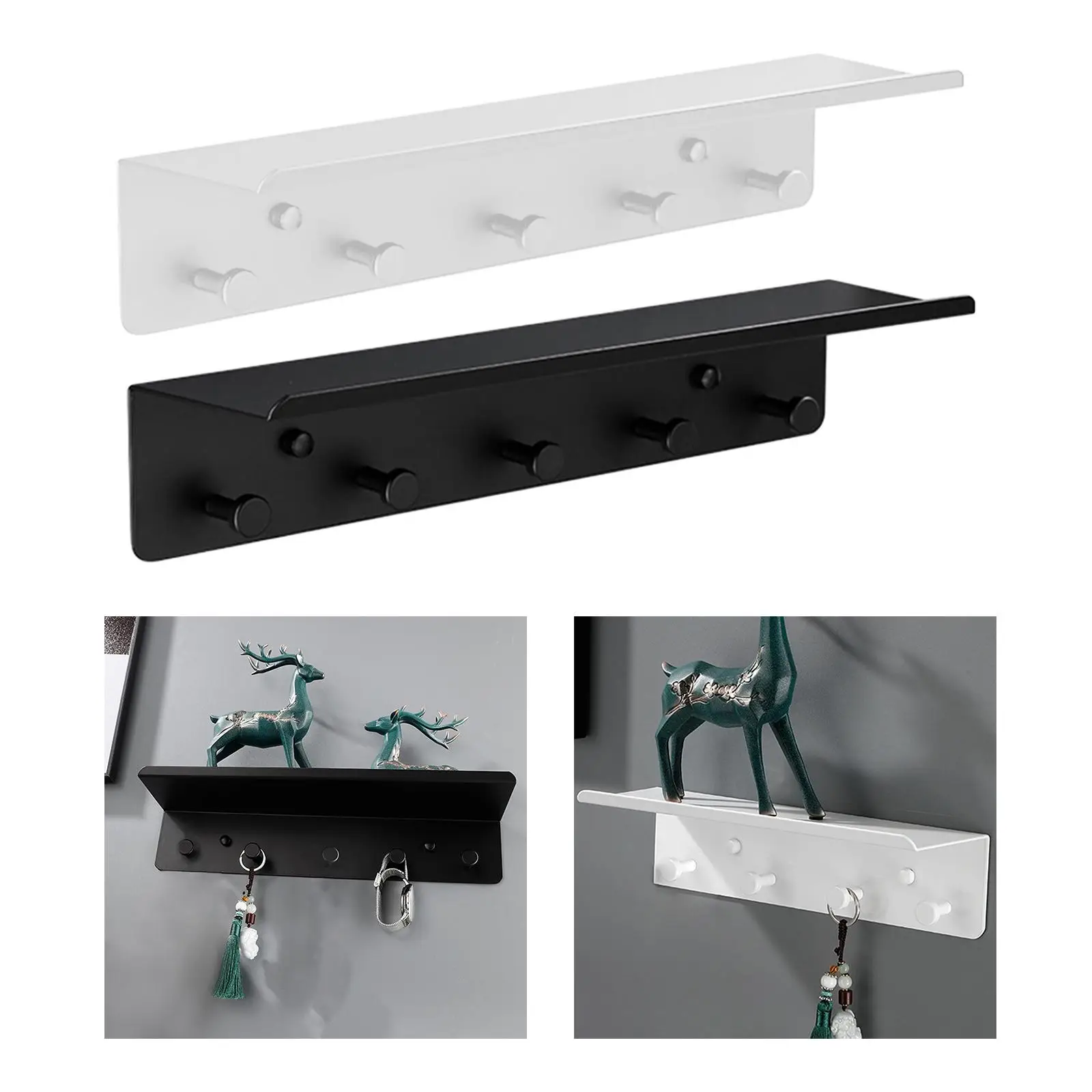 Hanging Key Hook Key Hanger with Shelf Hooks Holder for Hallway