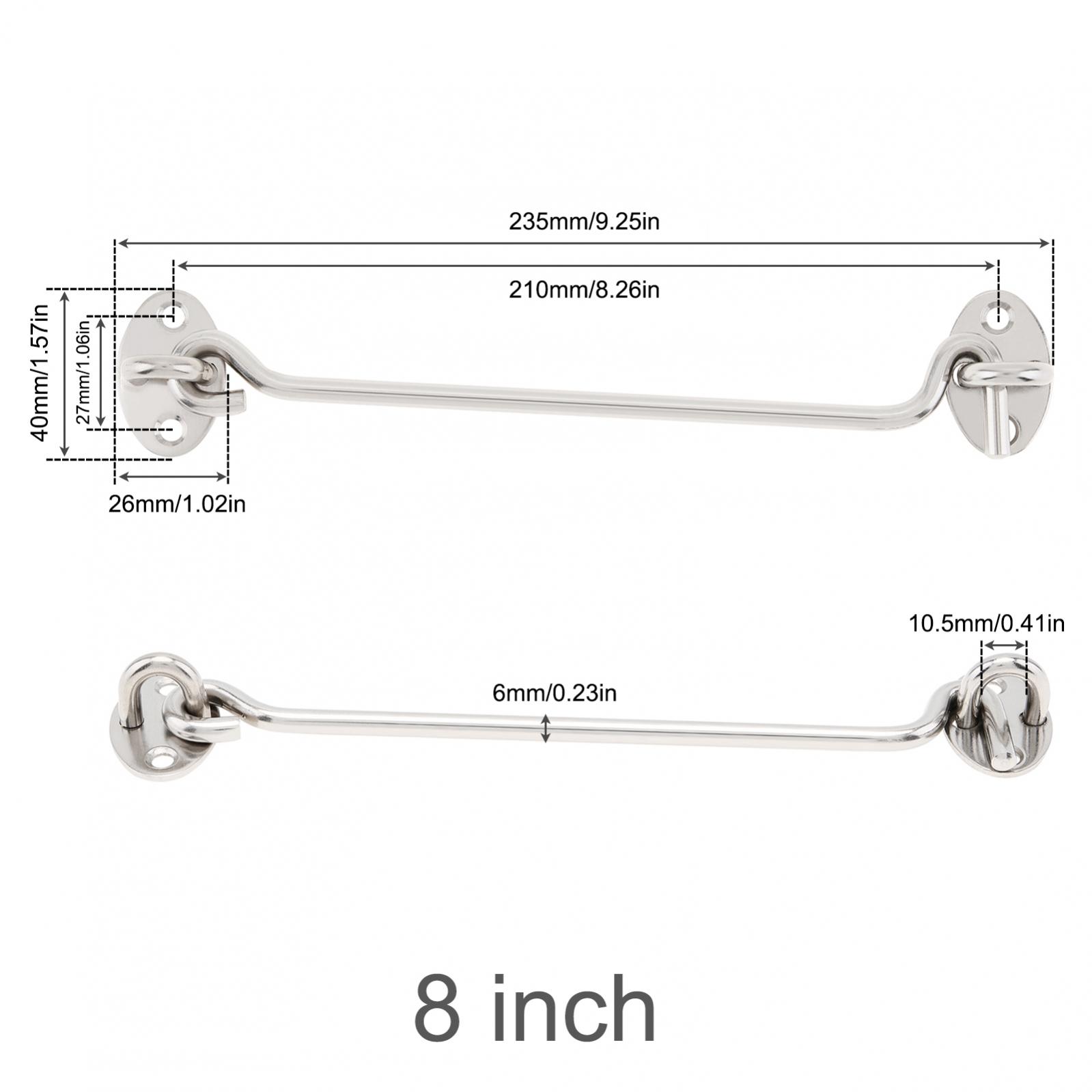 Description Picture 5 of item1 Piece 4 / 6 / 8 Inch Hook and Eye Lock Windproof Hook Thickened Stainless Steel Silver Door Latch for Window / Sliding Door