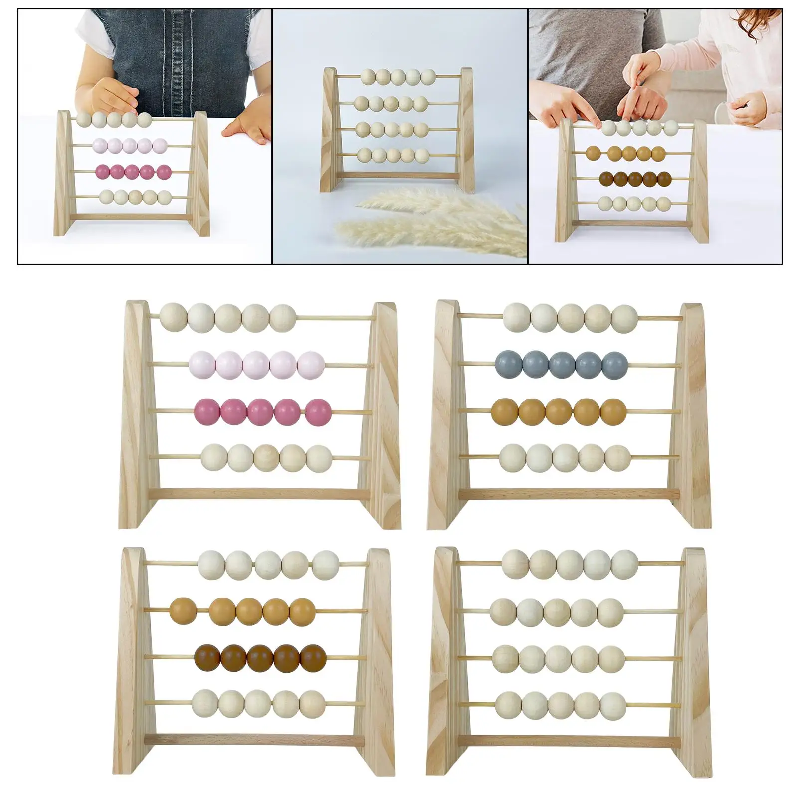 Wooden Abacus Arithmetic Wooden Beads Counting Frame for Boy Girl Children Preschool