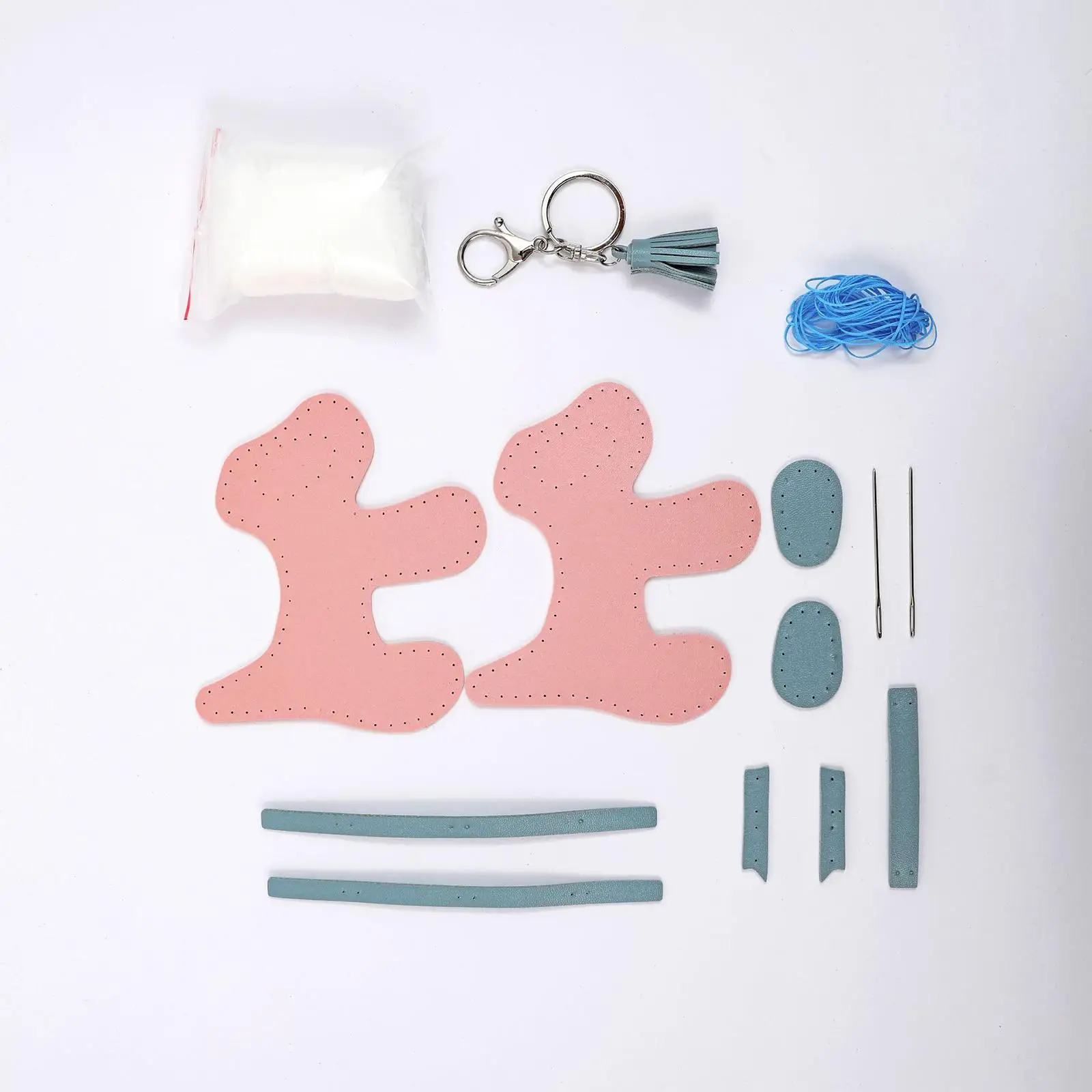 DIY Keychain Making Kit Sewing Kit Fashion Bag Hanging Adornments Handmade Hand Sewn Keychain Animal Sewing Toys Kids PU Leather