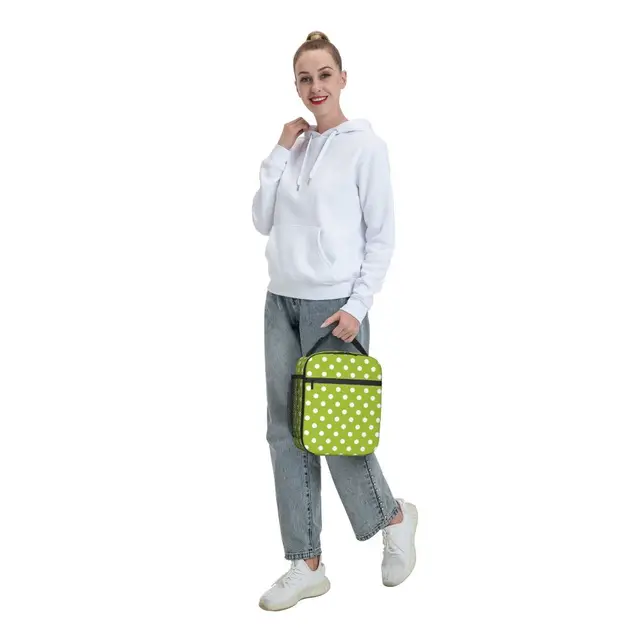 Spring Green And White Polka Dots Pattern Thermal Insulated Lunch Bags  Lunch Tote for Outdoor Camp Travel Multifunction Food Box - AliExpress