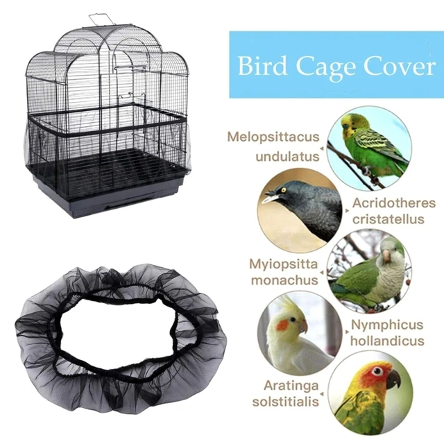 Bird Cage Net Cover Keep Floor Clean for Top and Bottom Drawstring Mesh  Cover