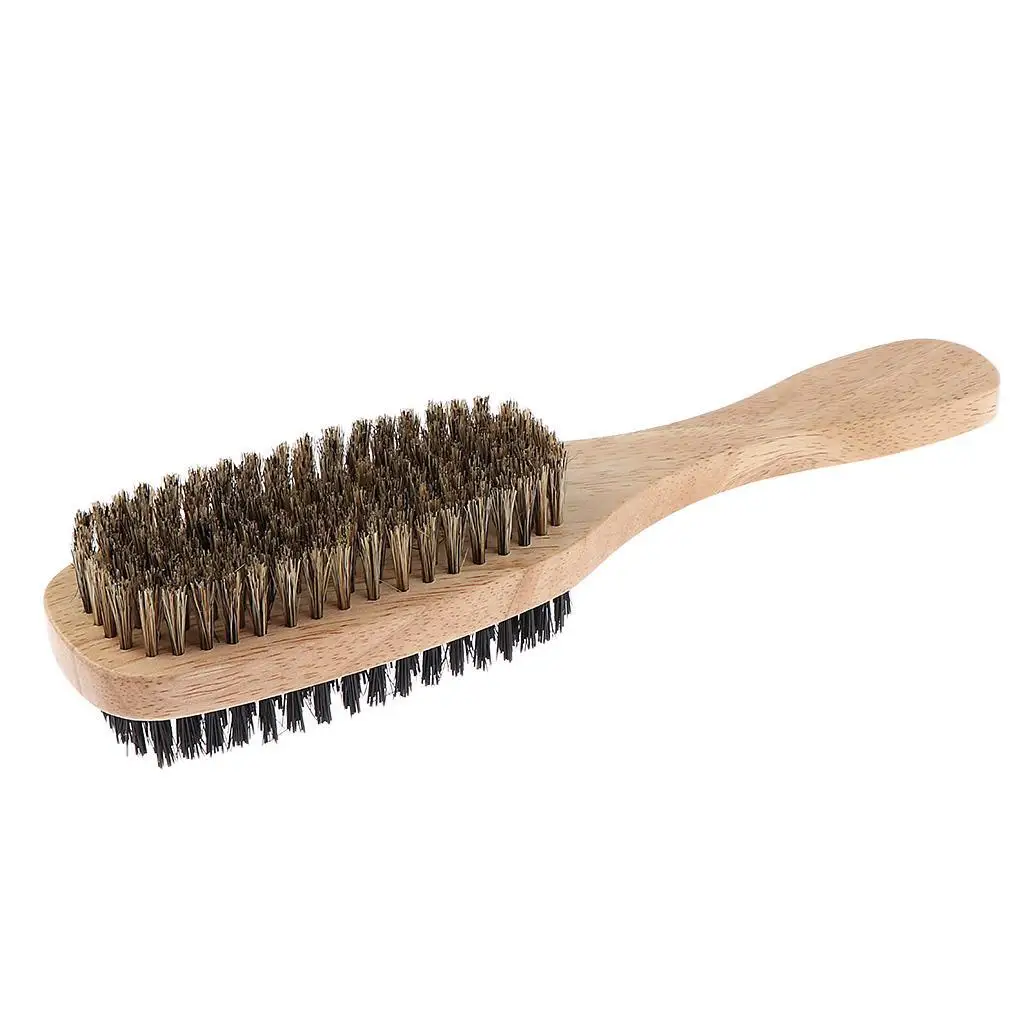 2Pcs Men`s Bristles  Grooming Smoothing Brush W/ Wood Handle