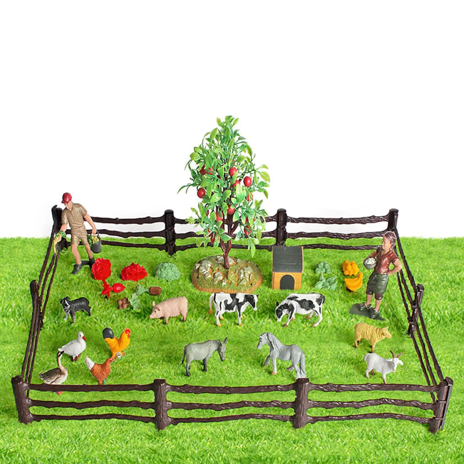 36Pcs Sand Table Farm Scene Decorative Display Supplies Breeder Figure Vegetables Decoration Toy DIY Statue for Micro Landscape