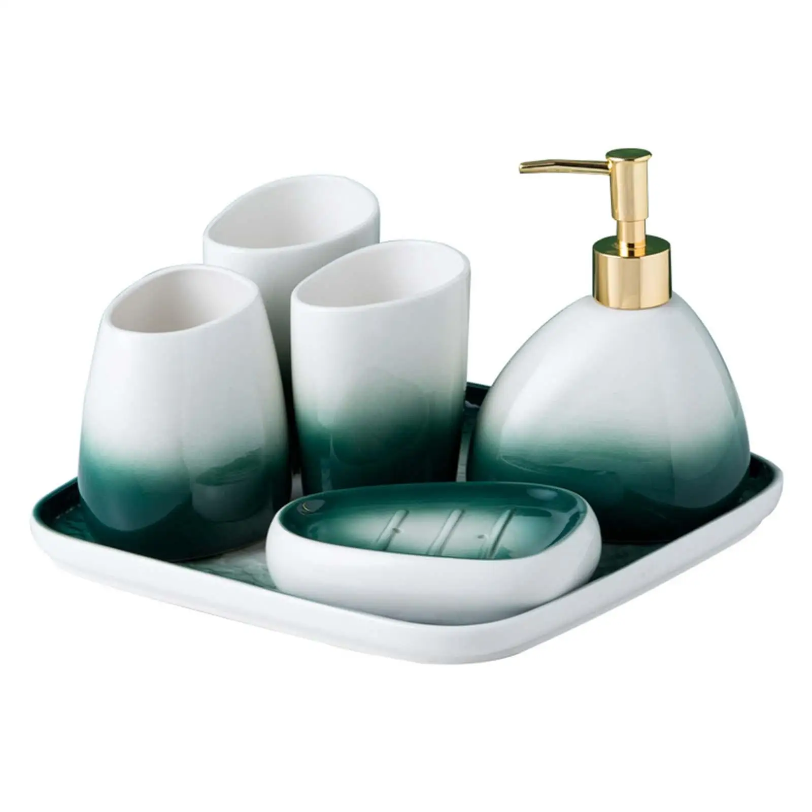 5x Nordic Bathroom Accessories Set Toothbrush Holder Soap Dish Lotion Bottle Bath Essential Set for Apartment Toilet Decoration