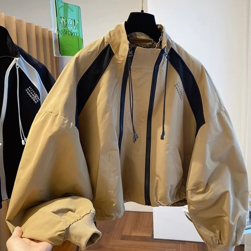 Description Picture 5 of itemNeploe Korean Street Double Zipper Jackets for Women 2025 Autumn New Stand Collar Coats Y2k Long Sleeve Loose Tops Mujer