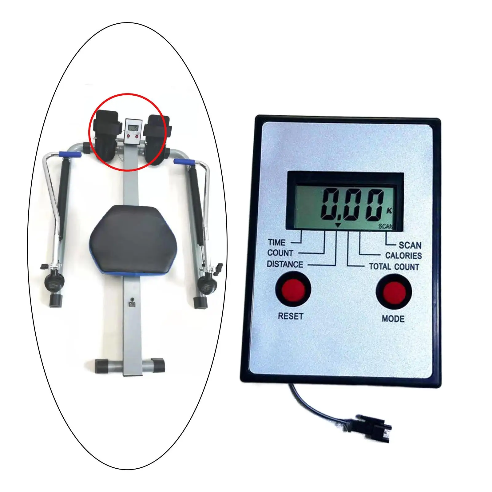 Portable Rowing Machine Counter Calorie Counter Electronic Odometer for Exercise