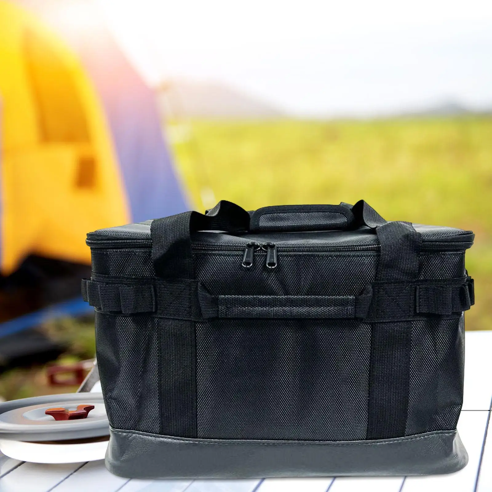 Multifunctional Camping Tool Storage Bag Folding with Carry Handles Shoulder Bag Utensils Organizer Package for Barbecue Hiking