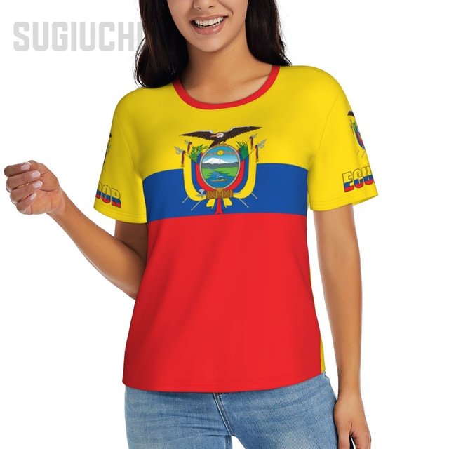 Sugiuchi Unisex Nation T-Shirt Ecuador Flag Ecuadorian T-shirts Jersey for Men Women Soccer Football Fans