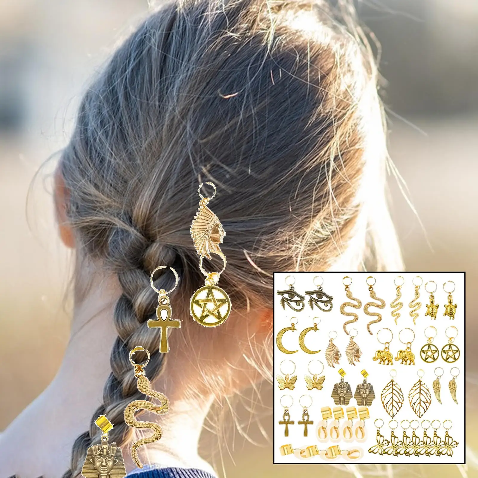 40 Count Jewelry Braids Hair Clips Dreadlocks Hair Charms Reusable Exquisite