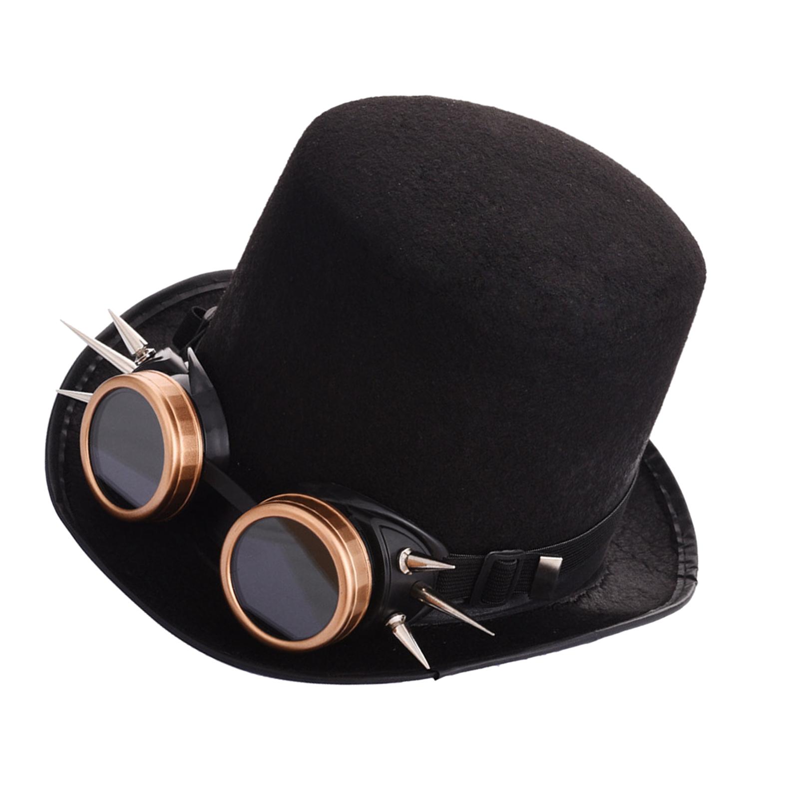 Steampunk Top Hat with Goggles Costume Accessory Cosplay Hat Punk Top Hats for Women Men