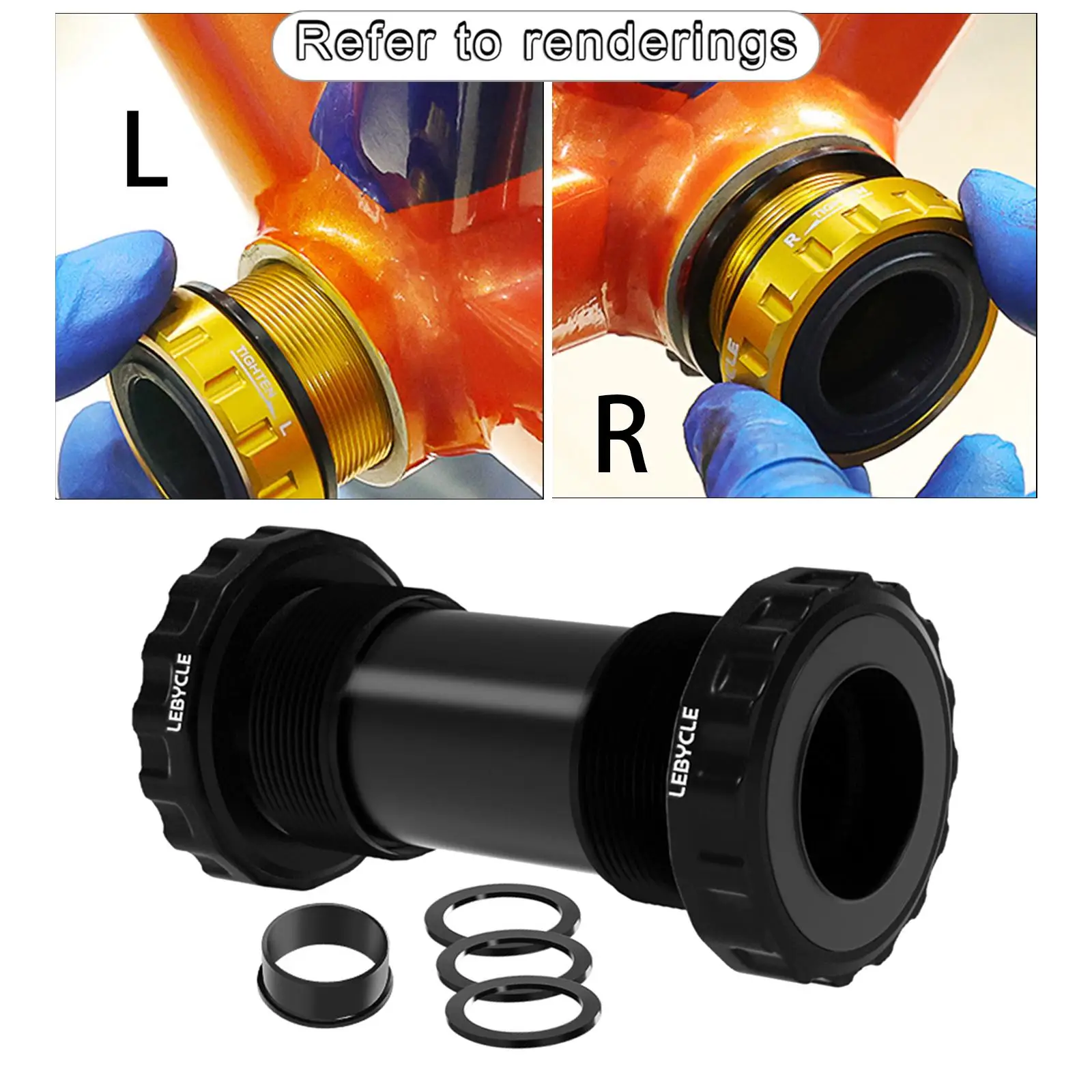 Lightweight Bike Bottom Bracket Replacement Hollow Integrated Sealed Bearings with Spacers High Strength Threaded BB for 68-73mm