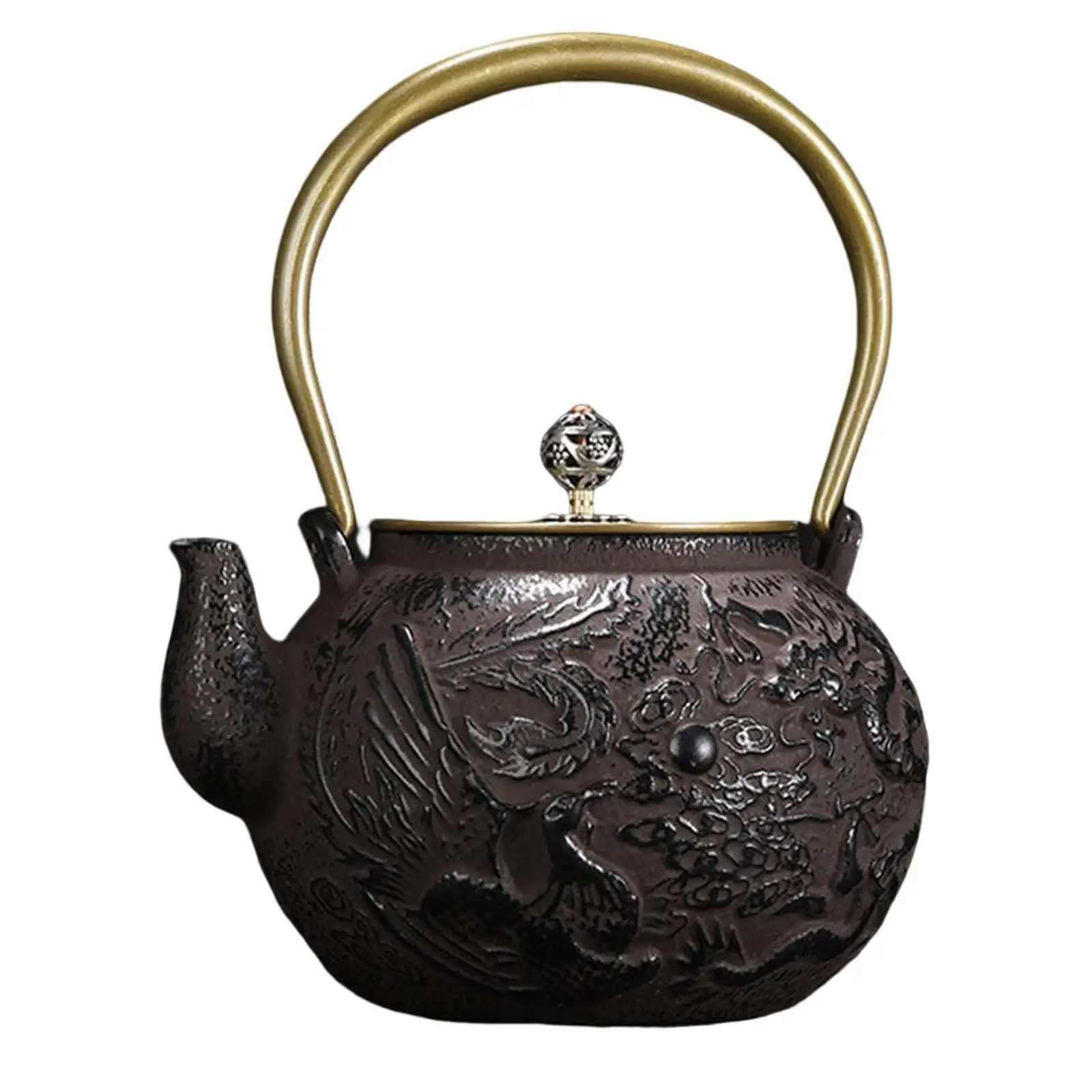Chinese Cast Iron Teapot 1300ml Tea Kettle Exquisite Crafts Sturdy Kitchen Decoration Parent Gift Practical Handmade