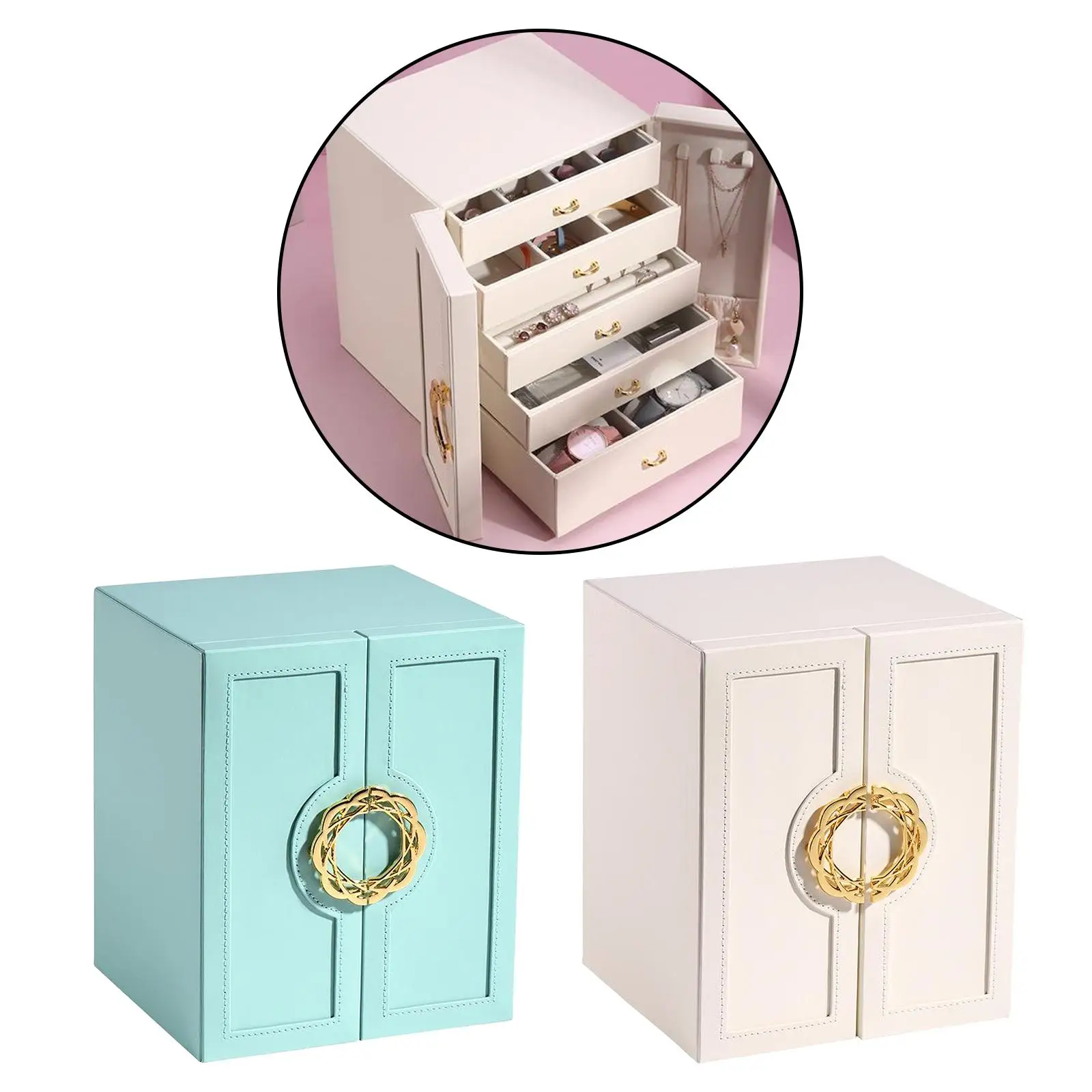 Jewelry Box,5 Pull-out Drawers Necklace  Earring Storage Gift Case Watch