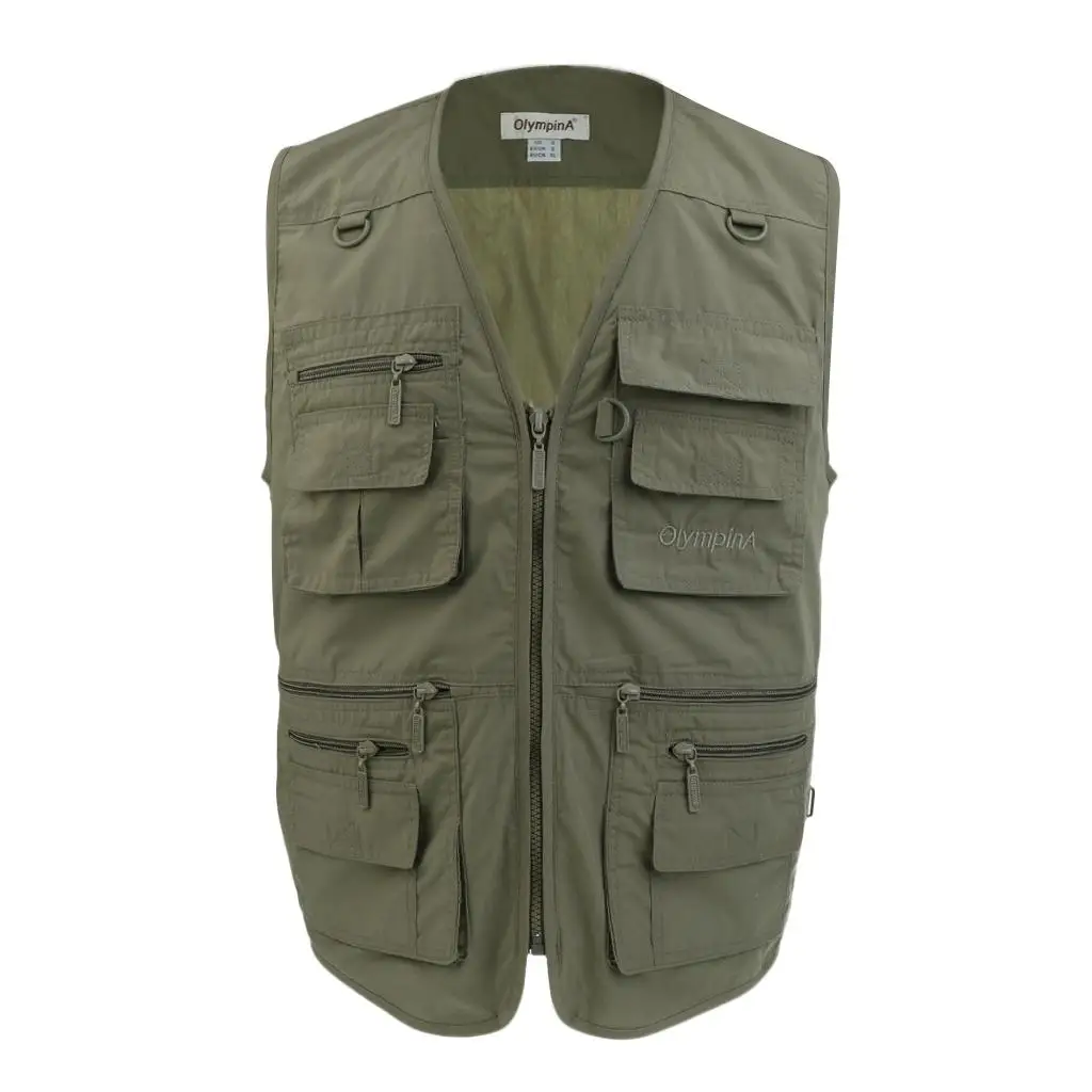 Men`s Fishing Vest Photography Casual Waistcoat Multi Pockets Jackets