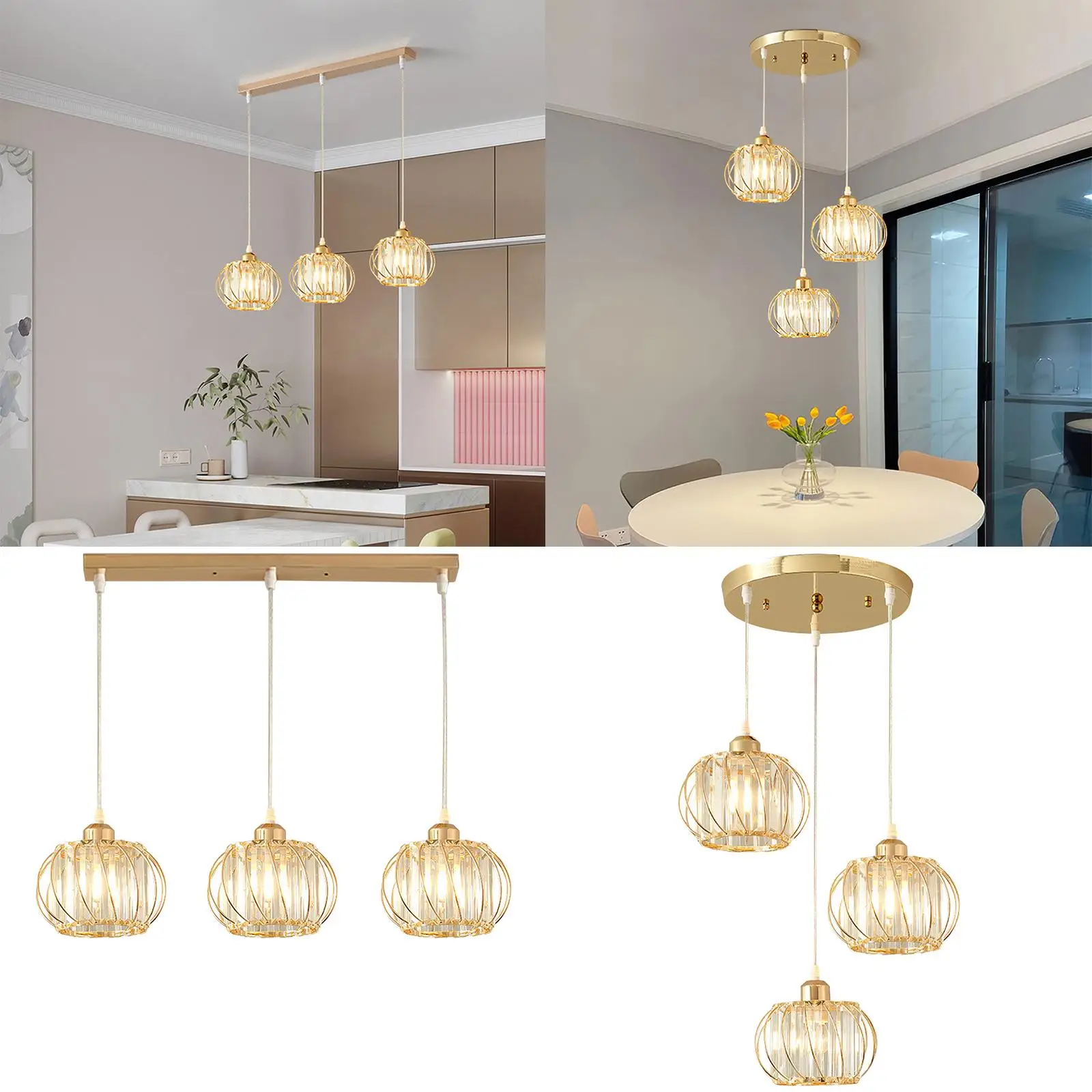  Crystal Pendant Light Fixture, LED Hanging Light, Crystal Chandeliers for Restaurant, Dining Room, Cafe, Bar, Apartment