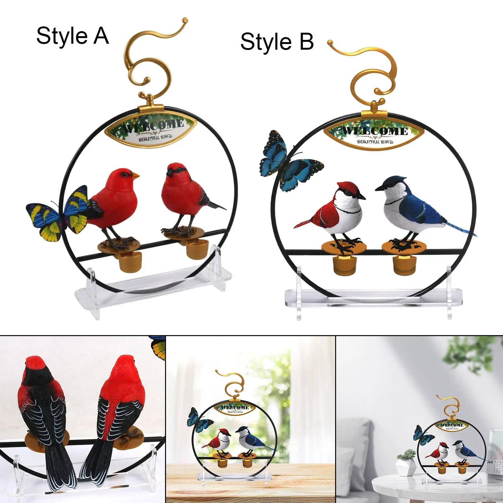 Cute Singing Chirping Dancing Parrots Birds Battery Powered Home Decoration