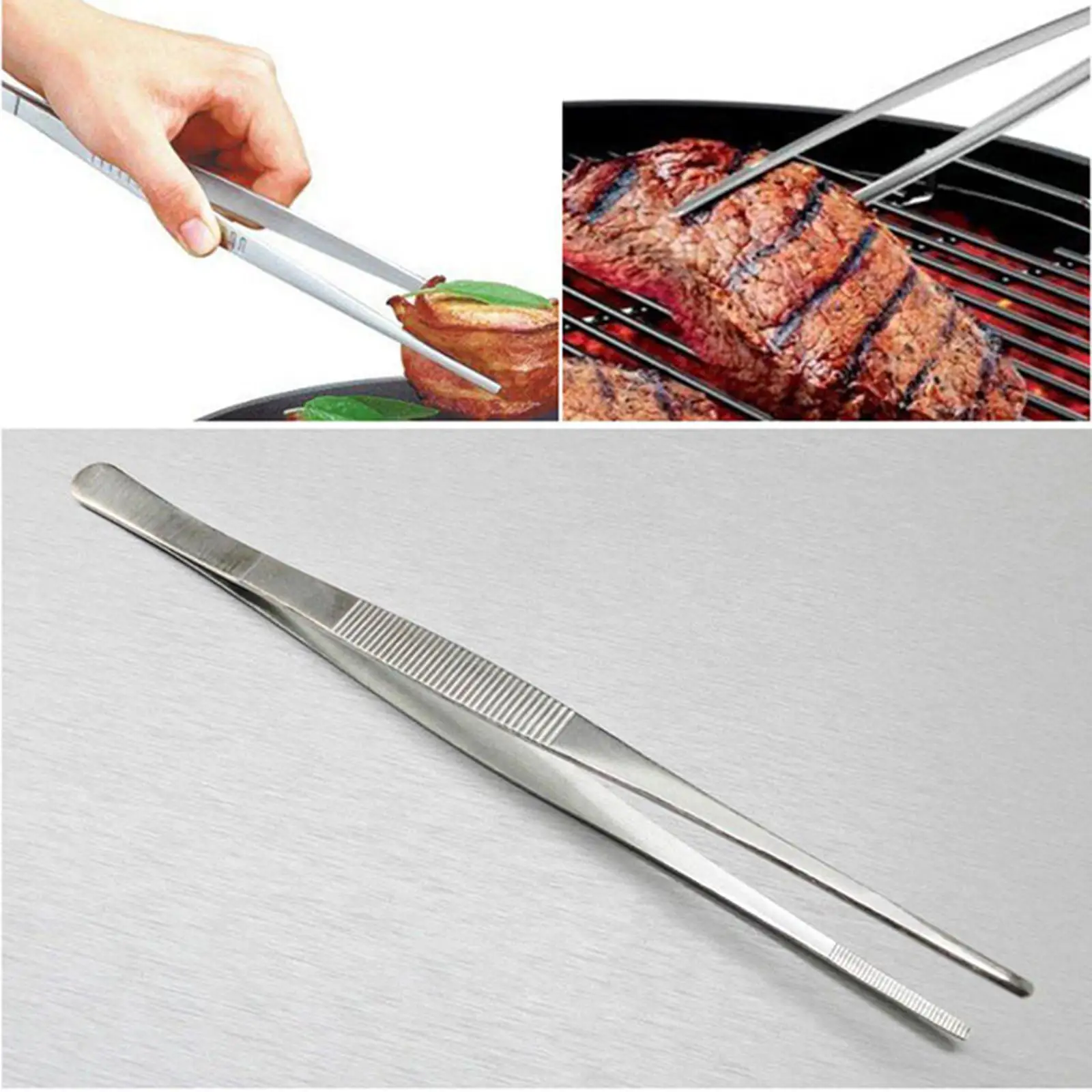 Stainless Steel Barbecue Tongs Chef Food Clip BBQ Tweezer Cooking Tongs Kitchen Accessories Fried Steak Shovel for Buffet Beef