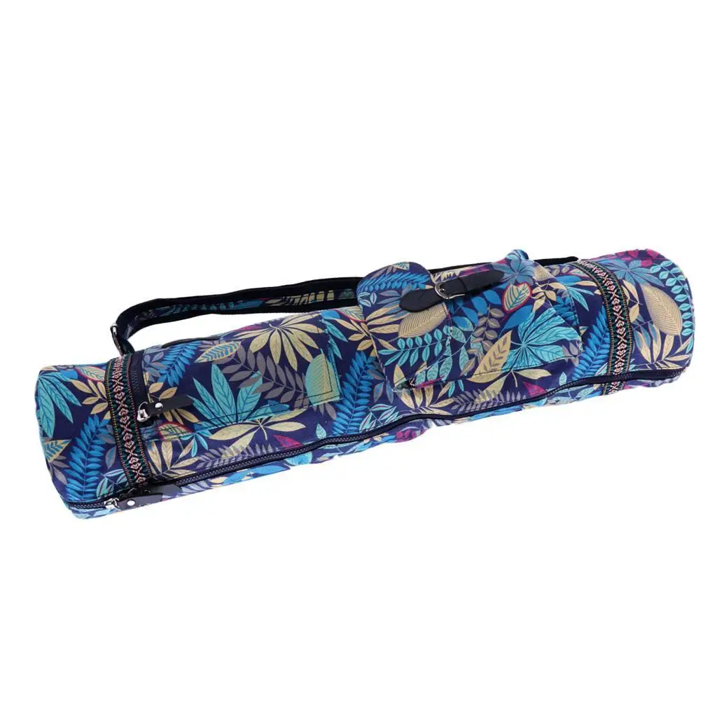 Portable Canvas Yoga Pilates Mat Bag with Strap Full- Zipped Totes Exercise Matress Carrier