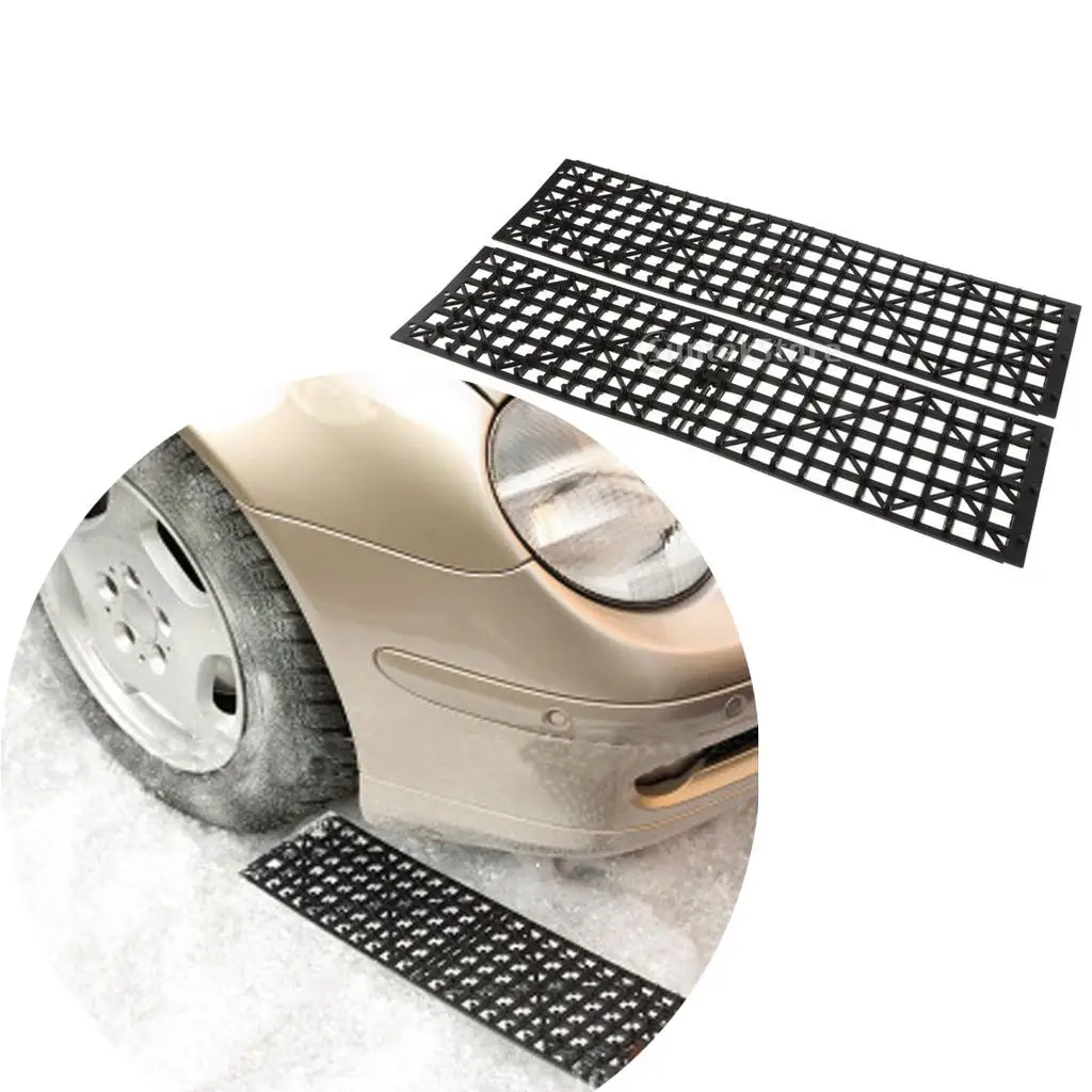 2pcs Plastic Auto Traction Mat Tire Grip Aid Tire Emergency Pad Anti Skid Plate