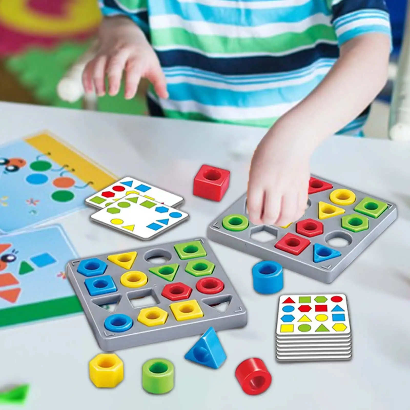 Color Sensory Educational Toy Shape Matching Game Color Learning Board Game for Kids 2 Players Toddlers Children 3-6 Years Old