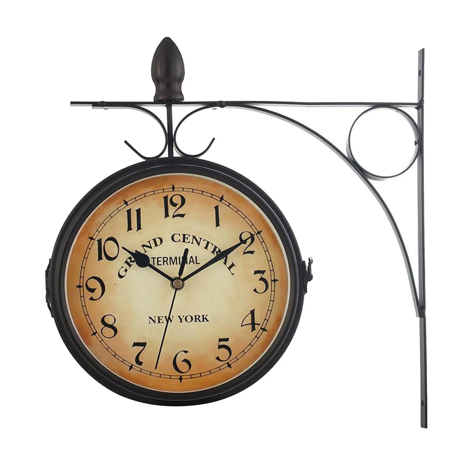 Double Sided Garden Outdoor Wall Clock Iron Hanging Wall Mount Clock Vintage
