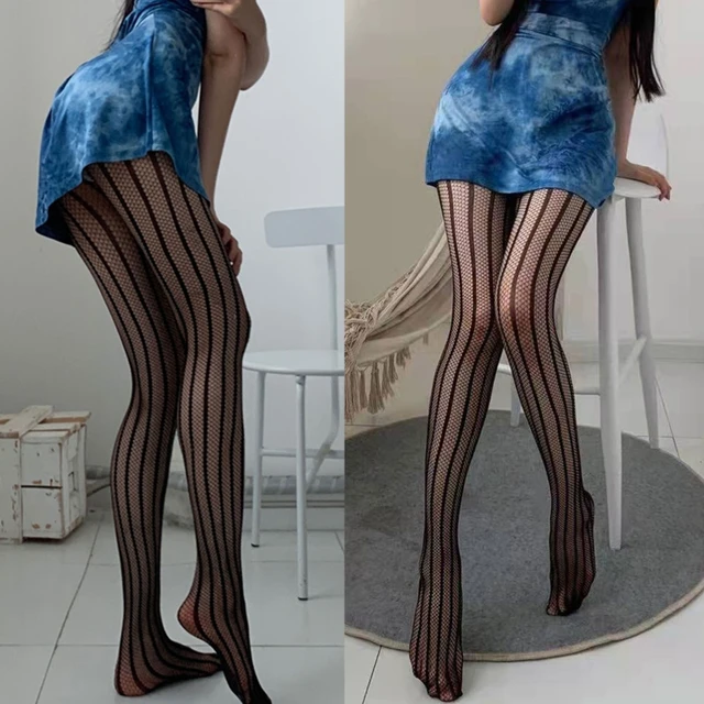 Hot Sale Ladies Women Sexy Mesh Sheer See Through Striped