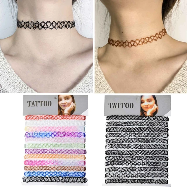 Vintage Stretchy Fishing Line Tattoo Choker Necklace For Women