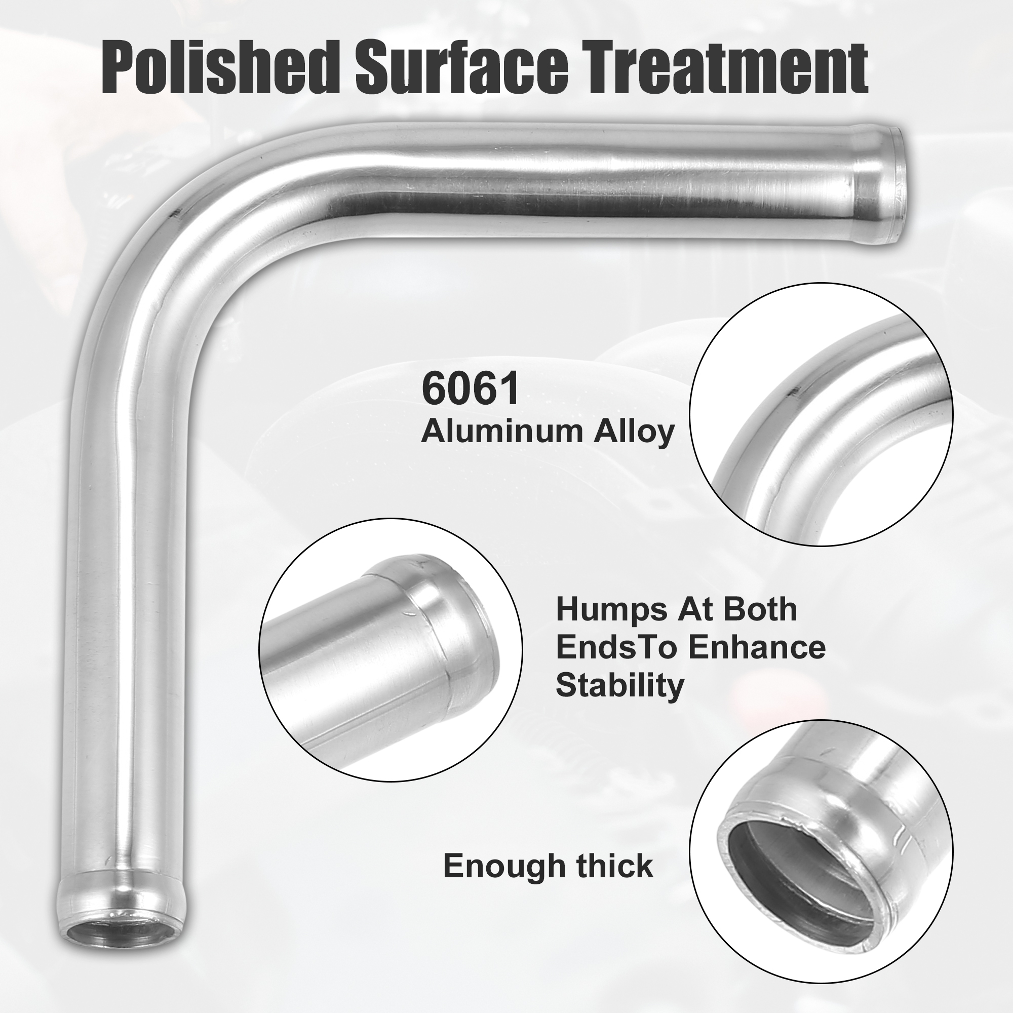 Uxcell od 38mm 45mm 51mm 63mm 76mm Länge 100mm Ladeluft kühler rohr aus Aluminium legierung 90 180-Grad-Luftansaugrohr mit Biegung bogen – Detail 3