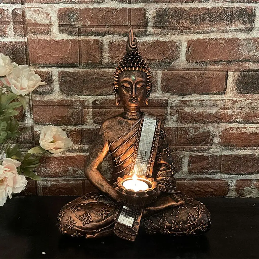 Buddha Tealight Holder Sculpture Scented Candle Holder Home Patio Decoration