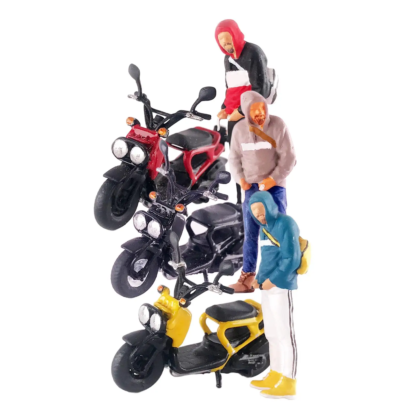 1/64 Male Figure Driving Motorcycle Tiny People Building Kit Layout S Scale